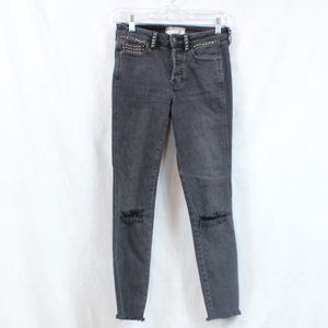 Free People Studded Distressed Black Jeans W25